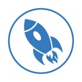 Start up, power, project launch, rocket science icon. Blue vector design