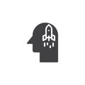 Start up rocket in human head vector icon Royalty Free Stock Photo