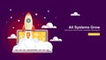 Start up Simple Rocket web design, Responsive web design flat vector, design technology template