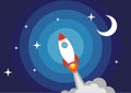 Start up Simple Rocket web design, Responsive web design flat vector, design technology template Royalty Free Stock Photo