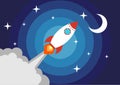 Start up Simple Rocket web design, Responsive web design flat vector, design technology template Royalty Free Stock Photo