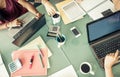 Start up table in an office. team at work planning and preparing Royalty Free Stock Photo