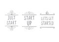 Start Up VECTOR Motivational Icons, Hand Drawn Lettering Isolated,