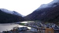 Hellesylt town on Sunnylven fjord in Norway Royalty Free Stock Photo