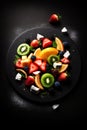 Colorful Fruit Salad with Seasonal Fruits and Berries. Generative AI Royalty Free Stock Photo