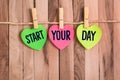 Start your day heart shaped note Royalty Free Stock Photo