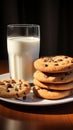 Start your day right relishing a delicious chocolate chip cookie with fresh milk