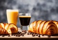 Start your day with a smile: a power-packed breakfast of fresh orange juice, latte and warm croissants