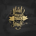 Start Your Day With a Smile vector gold Text Phrase