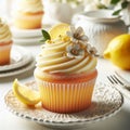 Vanilla cake with lemon. Royalty Free Stock Photo