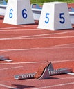 Starting blocks of the running track Royalty Free Stock Photo