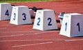 Starting blocks of the running track Royalty Free Stock Photo