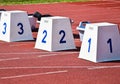 Starting blocks of the running track Royalty Free Stock Photo