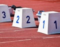 Starting blocks of the running track Royalty Free Stock Photo