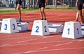 Starting blocks of the running track Royalty Free Stock Photo