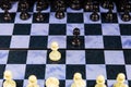 Starting game of chess on chessboard. Game concept Royalty Free Stock Photo