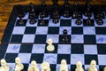 Starting game of chess on chessboard. Game concept Royalty Free Stock Photo