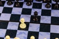 Starting game of chess on chessboard. Game concept