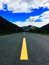 The starting line,Middle yellow line Royalty Free Stock Photo