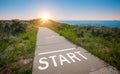 Starting line road at sunrise. Royalty Free Stock Photo