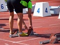 Starting line of the running race track Royalty Free Stock Photo