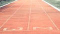 Starting line on running track .Red running track Royalty Free Stock Photo