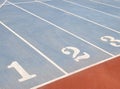 Starting lines on running track Royalty Free Stock Photo