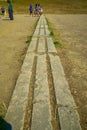 The starting lines at the stadium in the Ancient Olympia, Greece Royalty Free Stock Photo