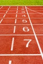 The starting lines at stadium. Royalty Free Stock Photo