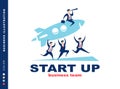 Starting a new project, the team helps rocket to fly Royalty Free Stock Photo
