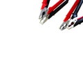 Starting wires, red and blue terminals Royalty Free Stock Photo