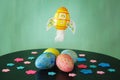 starting a wonderful easter and spring season,decoration with handpainted easter eggs and free copy space