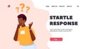 Startle Response Landing Page Template. Boy Teenager Unexpected Reaction. Astonished Male Character Puzzled Emotions Royalty Free Stock Photo