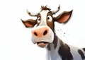 Startled Cow with a Big Nose: A Cute Hyacinth Illustration in a