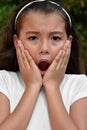 A Startled Philippina Girl Youth Closeup