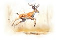 a startled springbok jumping agilely in the savanna Royalty Free Stock Photo