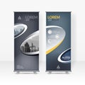 Business roll up design template, X-stand, Vertical flag-banner design layout, standee display promoting