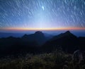 Startrail on night sky at Doi Luang Chiang Dao Royalty Free Stock Photo