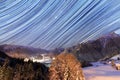 Startrails at night in the Brandnertal Royalty Free Stock Photo