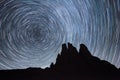 Startrails over the Vajolet towers in Dolomites