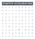 Startup Accelerators vector line icons set. Incubator, Investing, Mentoring, Fundraising, Accelerator, Innovation