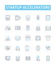 Startup Accelerators vector line icons set. Incubator, Investing, Mentoring, Fundraising, Accelerator, Innovation