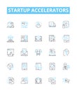 Startup Accelerators vector line icons set. Incubator, Investing, Mentoring, Fundraising, Accelerator, Innovation