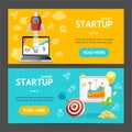 Startup Banner Horizontal Set. Vector