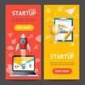 Startup Banner Vecrtical Set. Vector