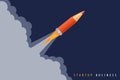 Startup business concept with pencil rocket launch