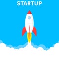 Startup business concept, rocket or rocketship launch, idea of successful business project start up,innovation strategy Royalty Free Stock Photo