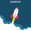 Startup business concept, rocket or rocketship launch, idea of successful business project start up,innovation strategy Royalty Free Stock Photo