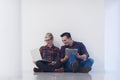 Startup business, couple working on laptop computer at office Royalty Free Stock Photo