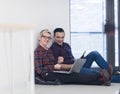 Startup business, couple working on laptop computer at office Royalty Free Stock Photo